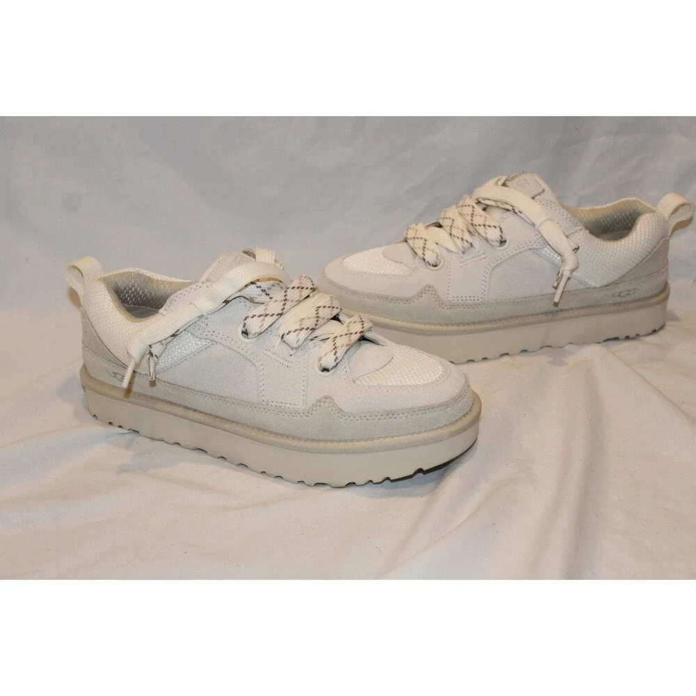 UGG Women's Lo Lowmel Suede Mesh‎ Sneakers NEW US 9 EU 40 JASMINE WHITE $150